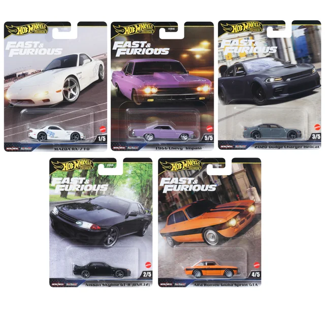 Hot Wheels Premium Fast & Furious 2025 Mix 2 Complete 5-Pack Bundle