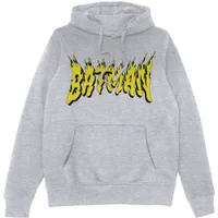 DC Comics Batman Text Fire Hoodie - Grey