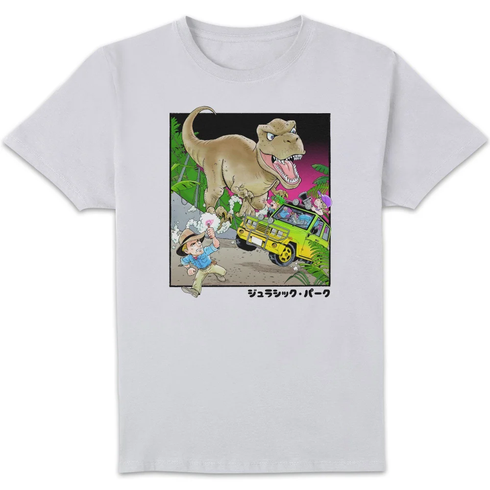 Jurassic Park Anime Flare Scene Anime Unisex T-Shirt - White - S Image 1