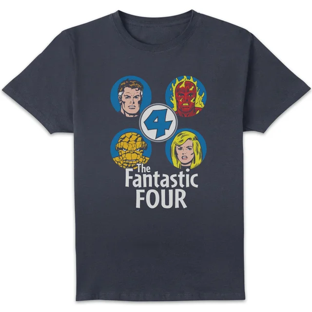 Marvel Fantastic Four Team Headshots Unisex T-Shirt - Navy