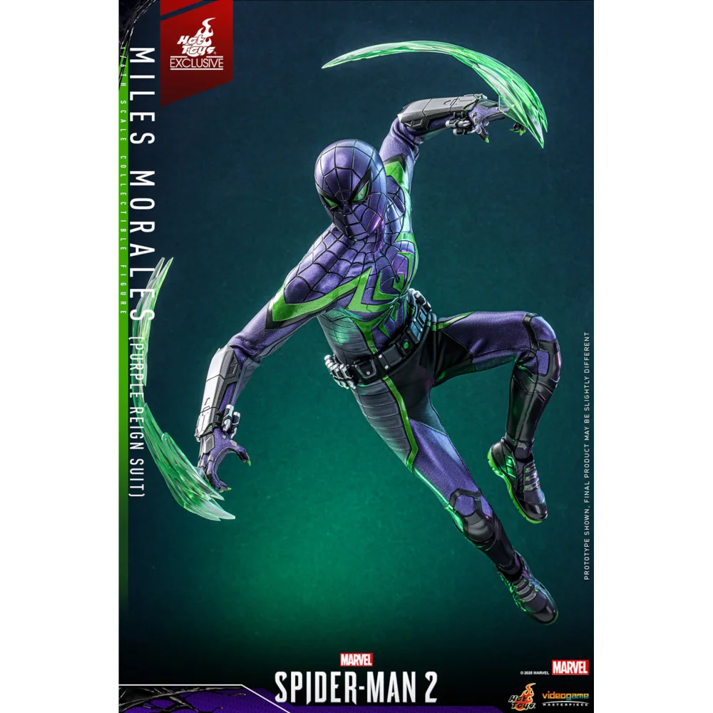 Hot Toys Spider-Man 2 Mile Morales 1/6th Scale Poseable Figure (Purple Reign Suit) (30cm) Image 1