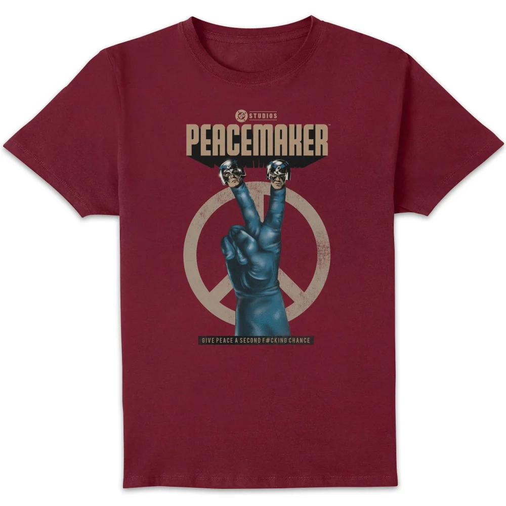 DC Comics Peacemaker 2 Fingers Unisex T-Shirt - Burgundy - S Image 1