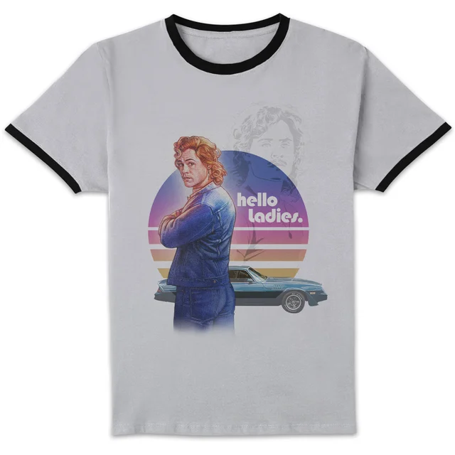 Stranger Things Hello Ladies Unisex Ringer T-Shirt - White/Black