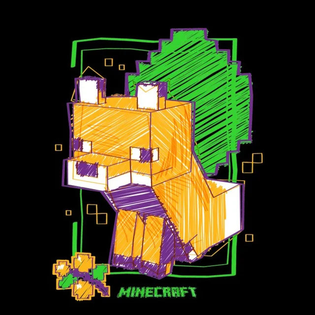 Minecraft Fox Unisex T-Shirt - Black