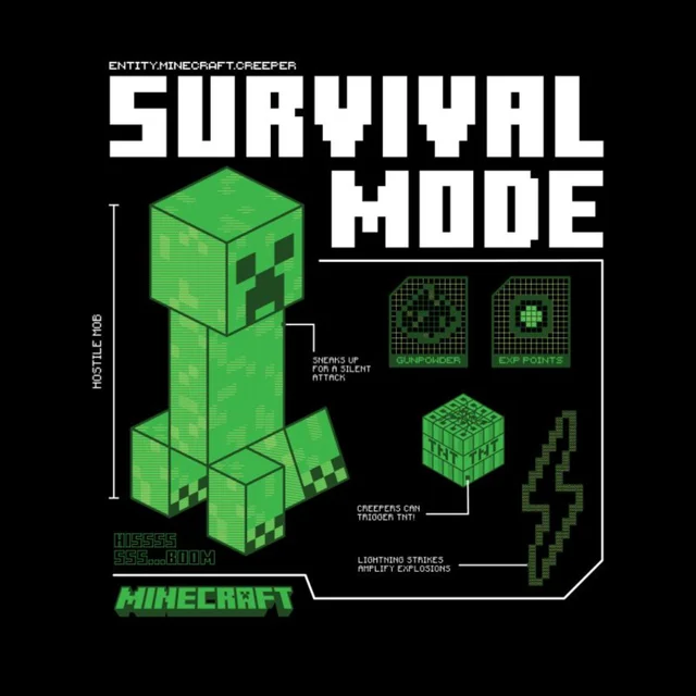 Minecraft Survival Unisex T-Shirt - Black