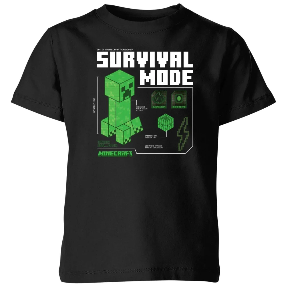 Minecraft Survival Kids' T-Shirt - Black - 3-4 Years Image 1