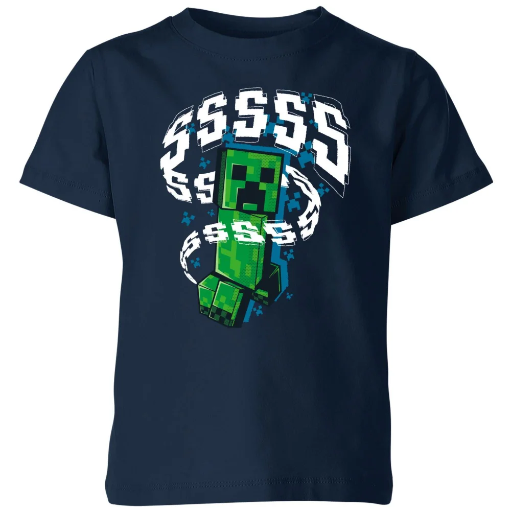 Minecraft Creepersss Kids' T-Shirt - Navy - 3-4 Years Image 1