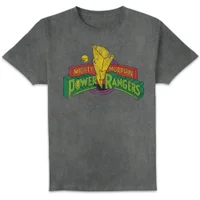 Power Rangers Retro Logo Unisex T-Shirt - Black Acid Wash