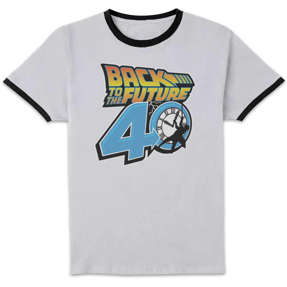 Back To The Future Anniversary Logo Unisex Ringer T-Shirt - White/Black - S Image 1