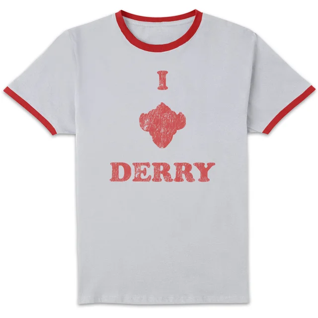 IT Chapter 2 I Heart Derry Unisex Ringer T-Shirt - White/Red