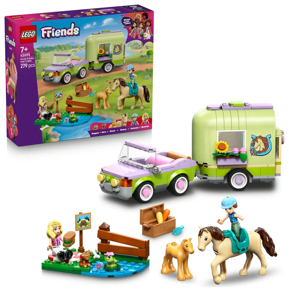 LEGO Friends Horse & Baby Foal Trailer with Car Toy 42695 Image 1