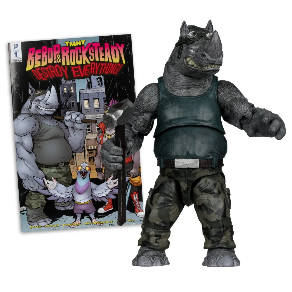 Teenage Mutant Ninja Turtles (Page Punchers) Rocksteady 5in Action Figure with Comic McFarlane Toys Image 1