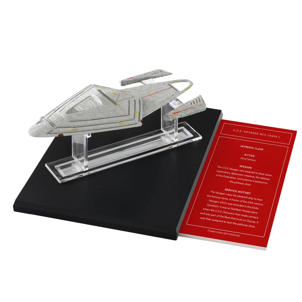 Star Trek Library Voyager NCC-74656-J Die-cast ship and book Image 1