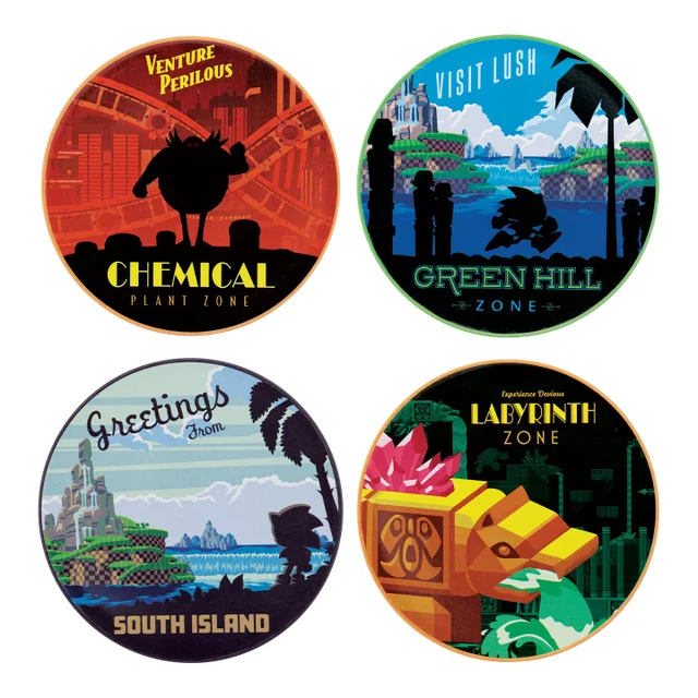 Sonic The Hedgehog – Set of 4 Location Coasters