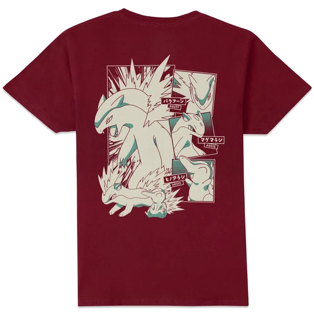 Pokémon Cyndaquil Evolution Unisex T-Shirt - Burgundy