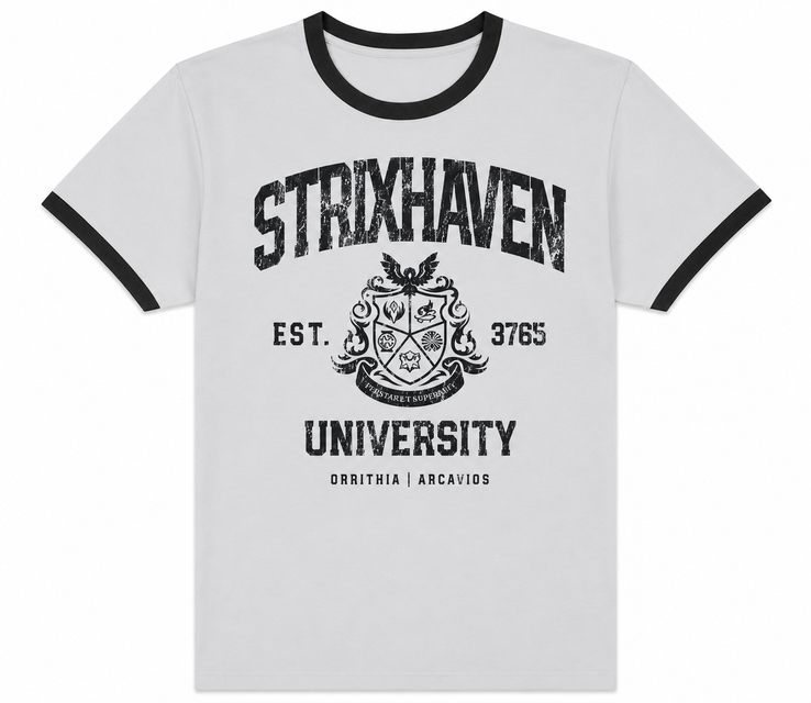 Magic the Gathering Strixhaven Crest Ringer T-Shirt White / Black