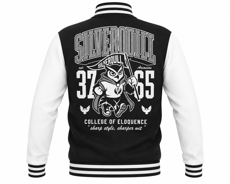 Magic the Gathering Strixhaven Silverquill Varsity Jacket Black / White