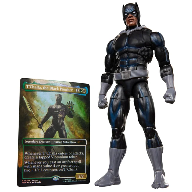 Marvel Legends Series Marvel Super Heroes Magic: The Gathering Black Panther, Action Figure plus Exclusive Foil Trading Card