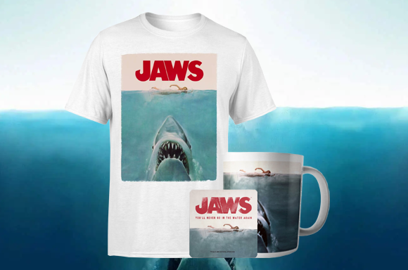 JAWS T-SHIRT, MUG & COASTER SET