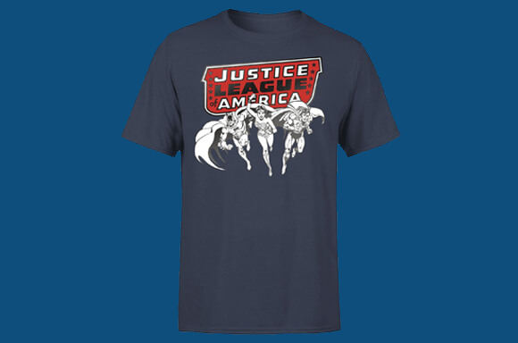 JUSTICE LEAGUE <br> METALLIC BLACK INK T-SHIRT